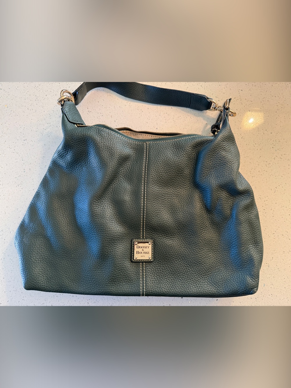 Dooney & Bourke Teal Pebbled Leather Shoulder Hobo